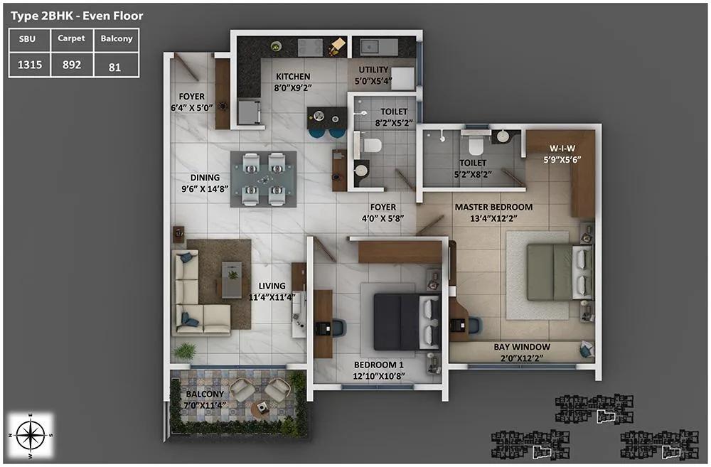 1315 2BHK - Keya Homes Around The Life