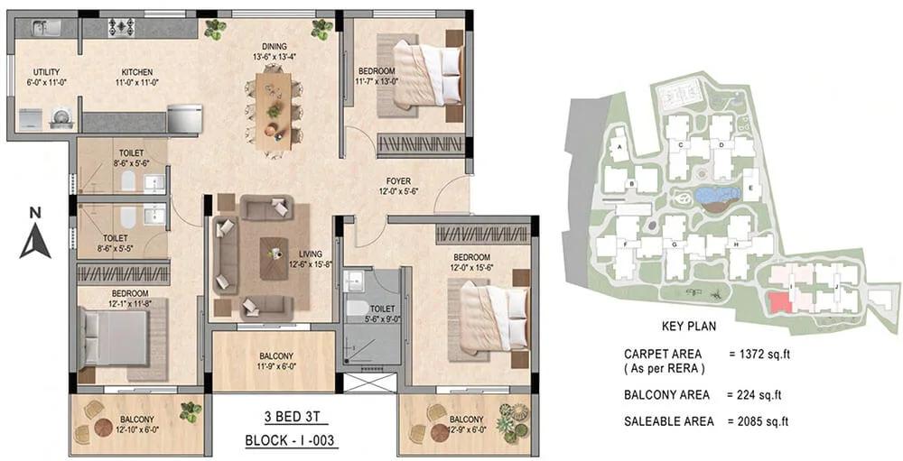 3BHK 2085 - Tattvam Midori Sarjapur