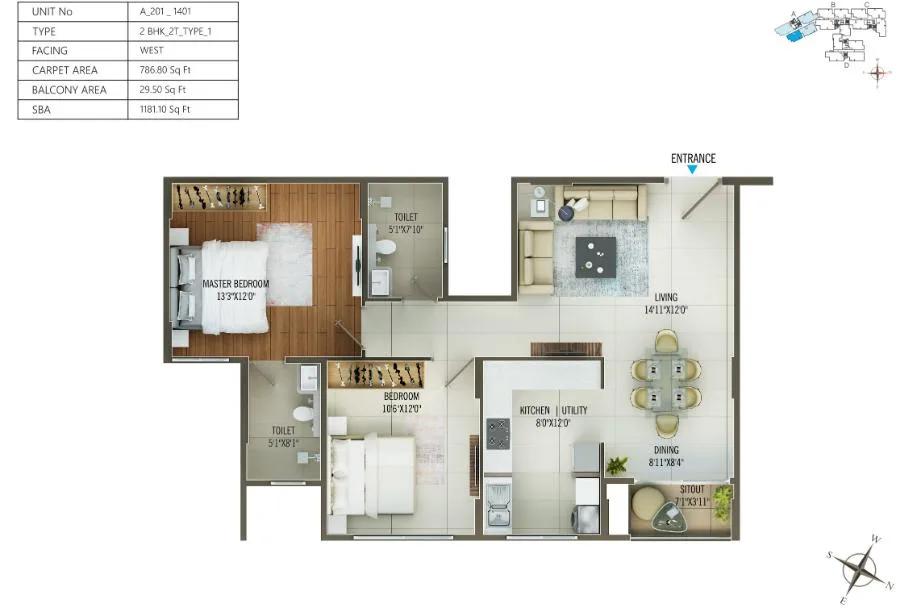 2BHK 1181 - Concorde Mayfair Yelahanka