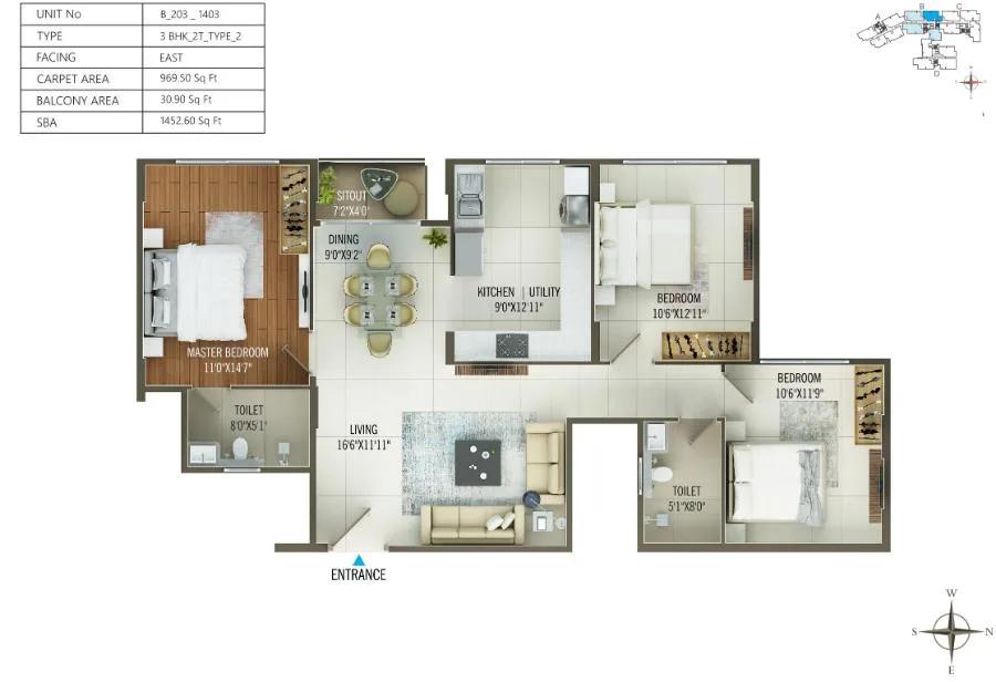 3BHK 1452 - Concorde Mayfair Yelahanka