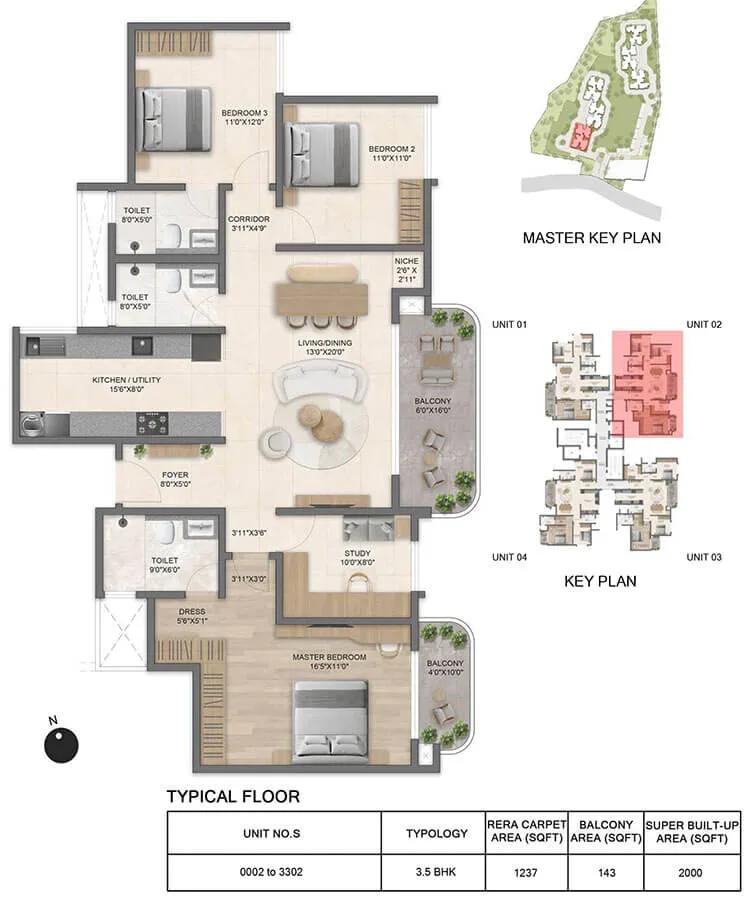 3.5BHK 2000 - Bricks And Milestones Solcrest