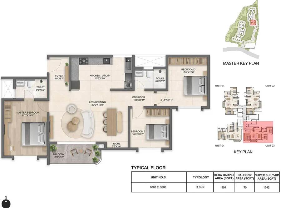 3BHK 1542 - Bricks And Milestones Solcrest