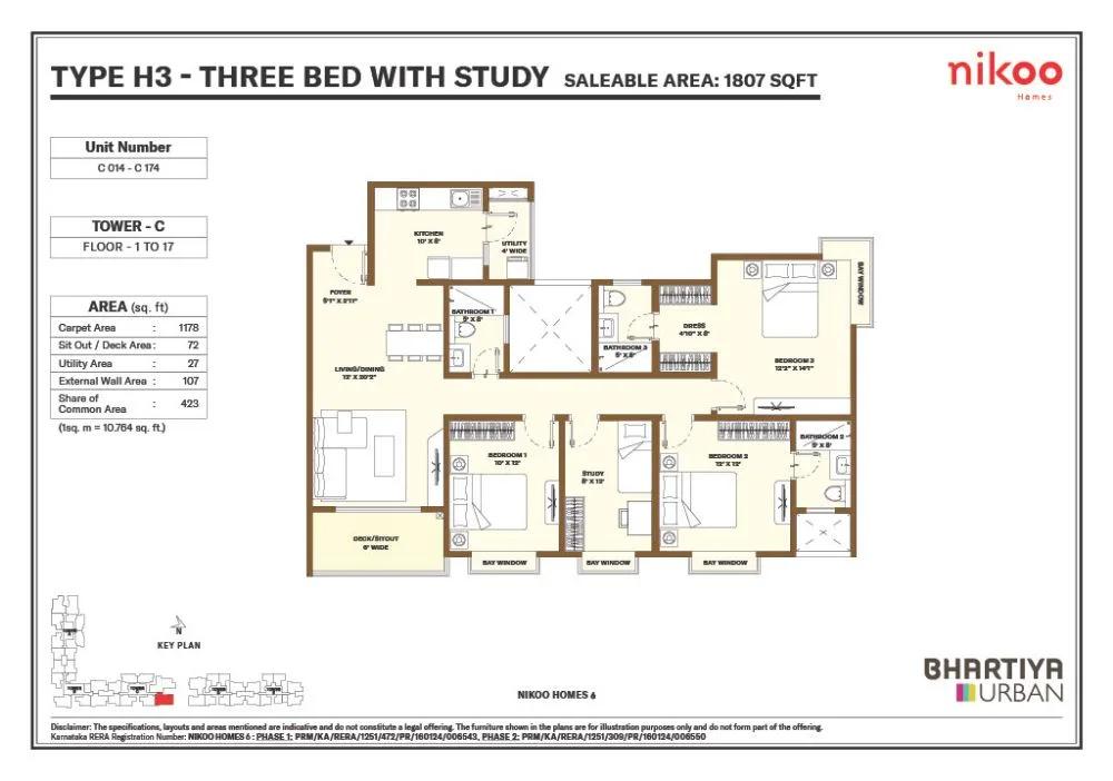 3.5bhk h3 1807 nikoo homes 6