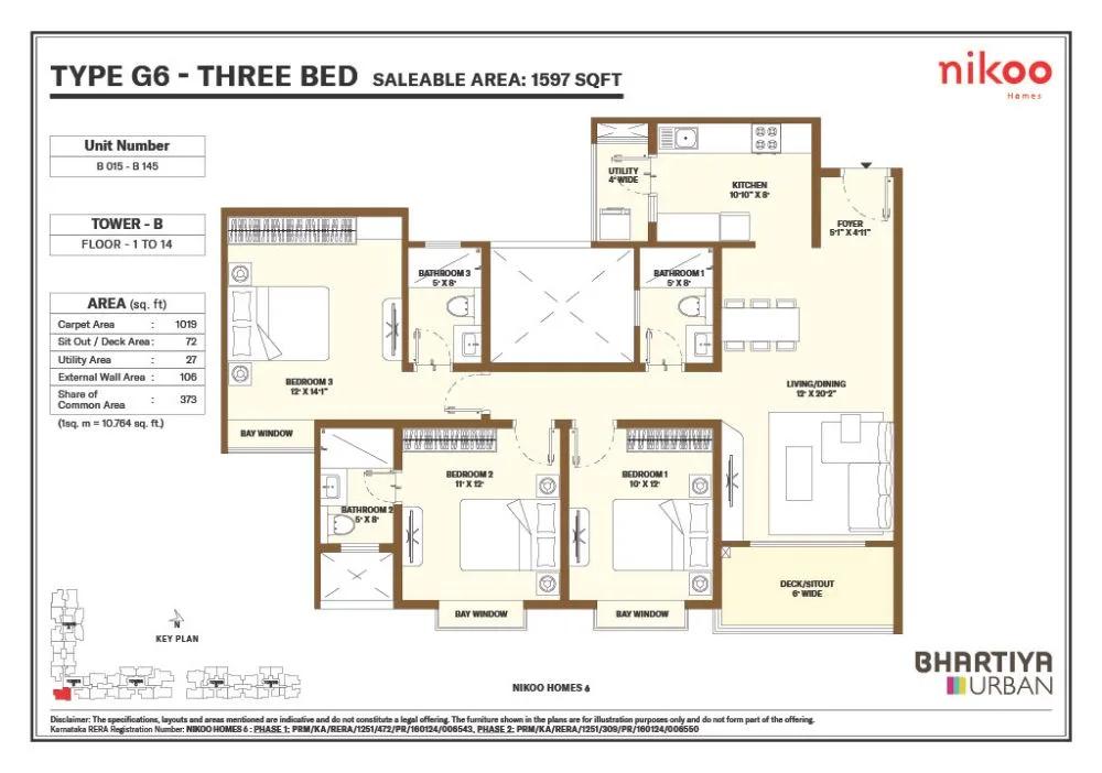 3bhk g6 1597 nikoo homes 6
