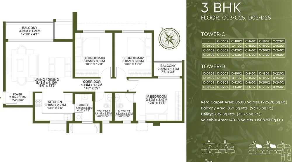 3BHK 1508 - Godrej Lakeside Orchard Sarjapur