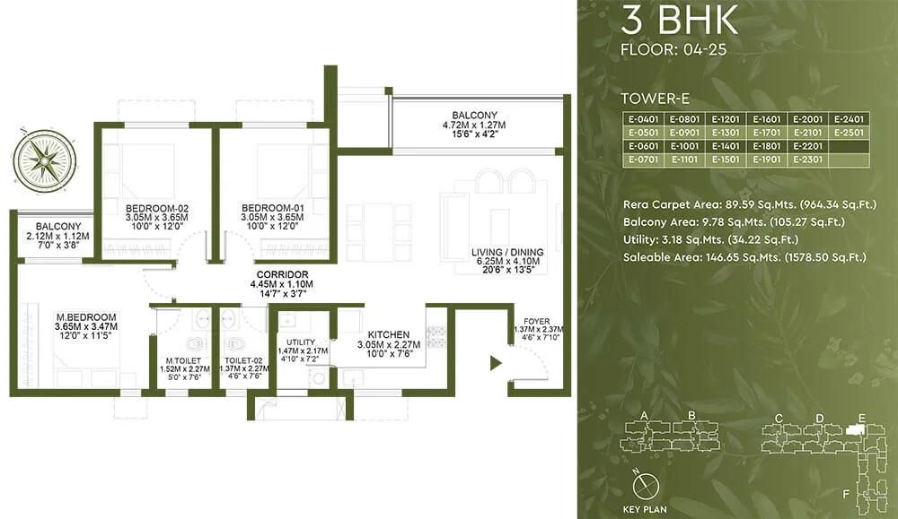 3BHK 1578 - Godrej Lakeside Orchard Sarjapur