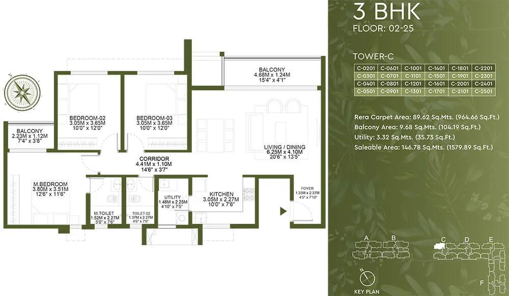 3BHK 1579 - Godrej Lakeside Orchard Sarjapur