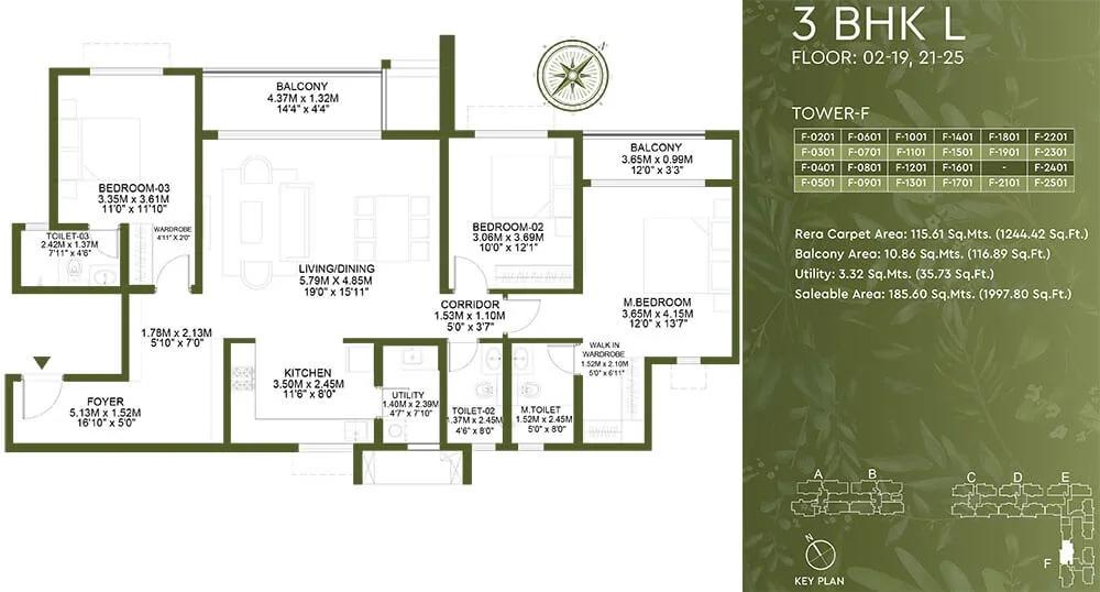 3BHK Large 1997 - Godrej Lakeside Orchard Sarjapur