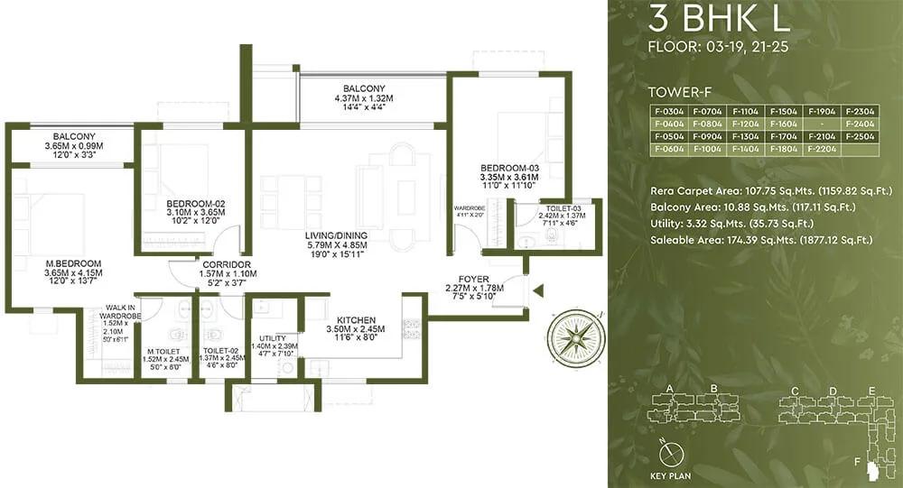 3BHK Large 1877 - Godrej Lakeside Orchard Sarjapur