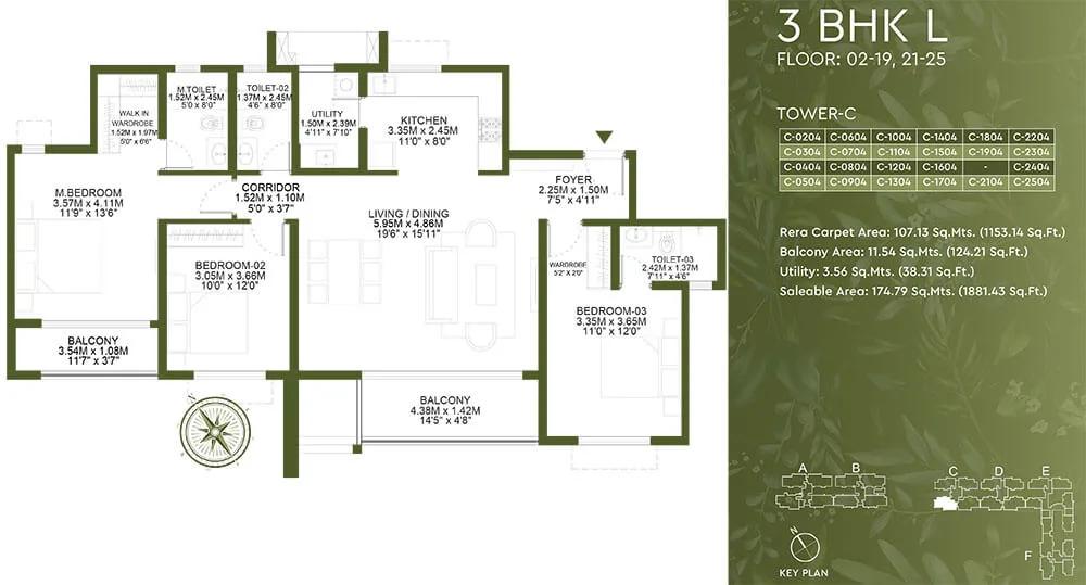 3BHK Large 1881 - Godrej Lakeside Orchard Sarjapur