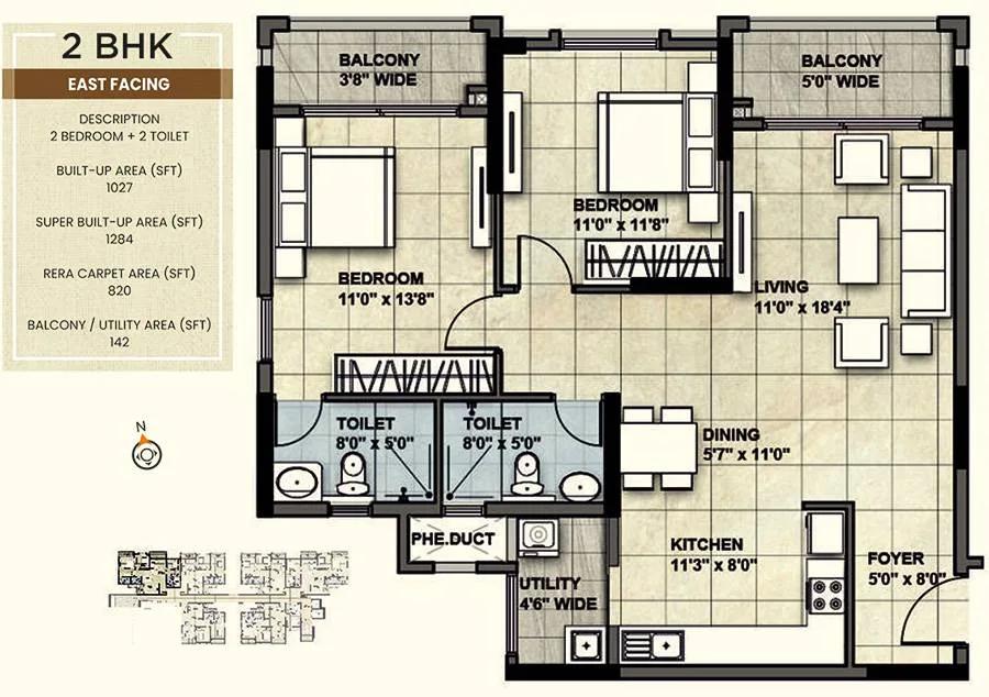1284 2BHK E - NCC Urban Park View