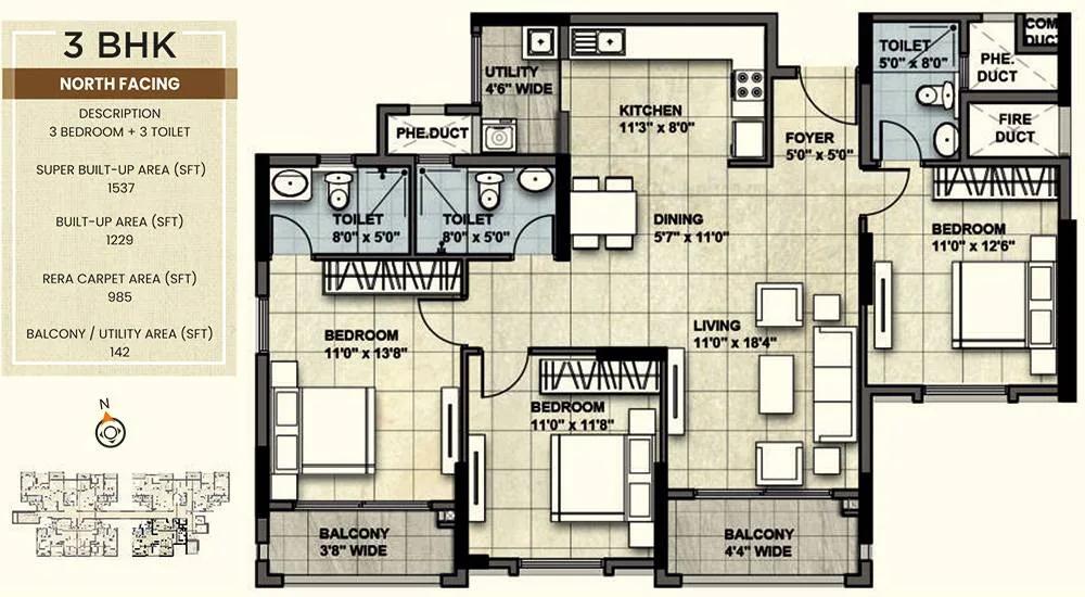 1537 3BHK N - NCC Urban Park View