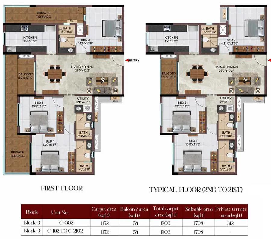 3BHK 1708 - Casagrand Massimo Chennai