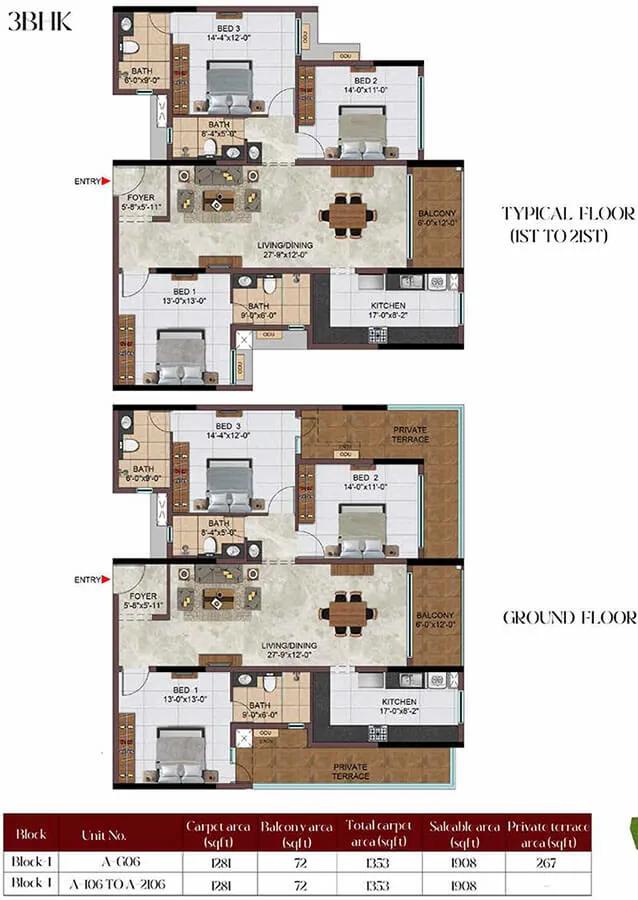 3BHK 1908 - Casagrand Massimo Chennai