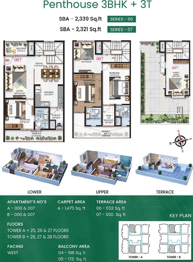 3BHK Penthouse 2339 - SBR Minara