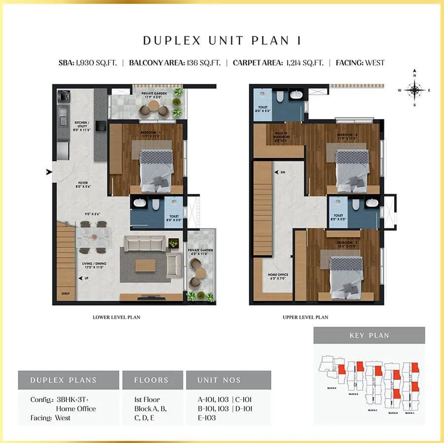 3BHK Duplex 1930 - SBR Florenso