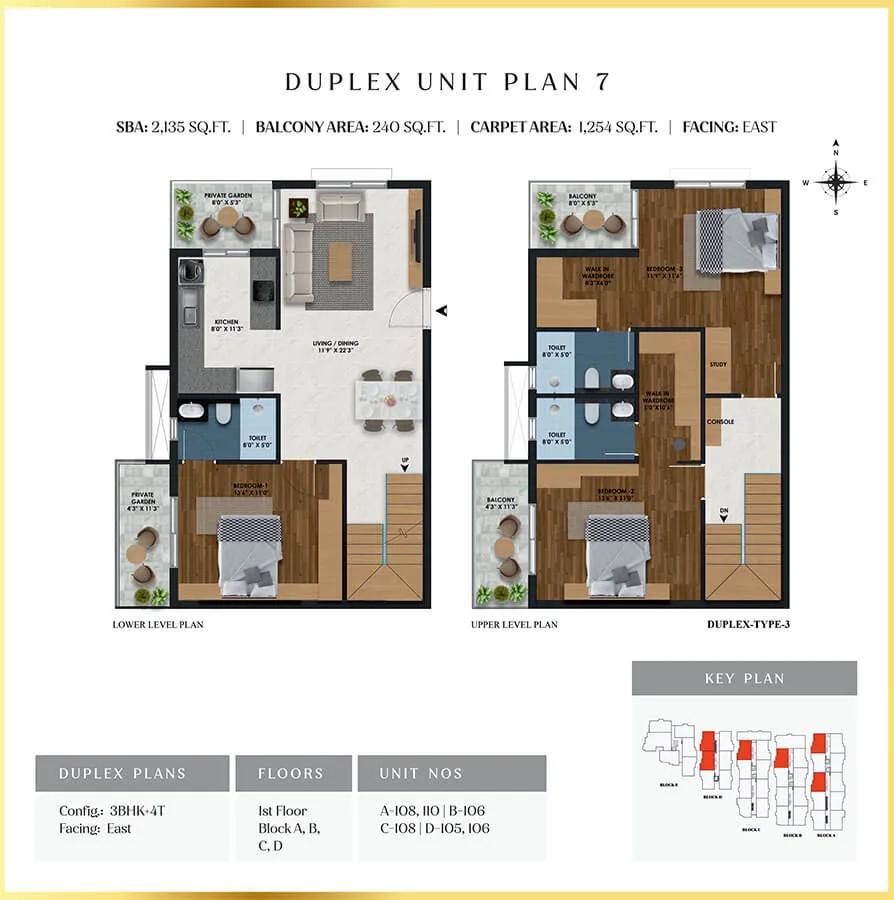 3BHK Duplex 2135 - SBR Florenso
