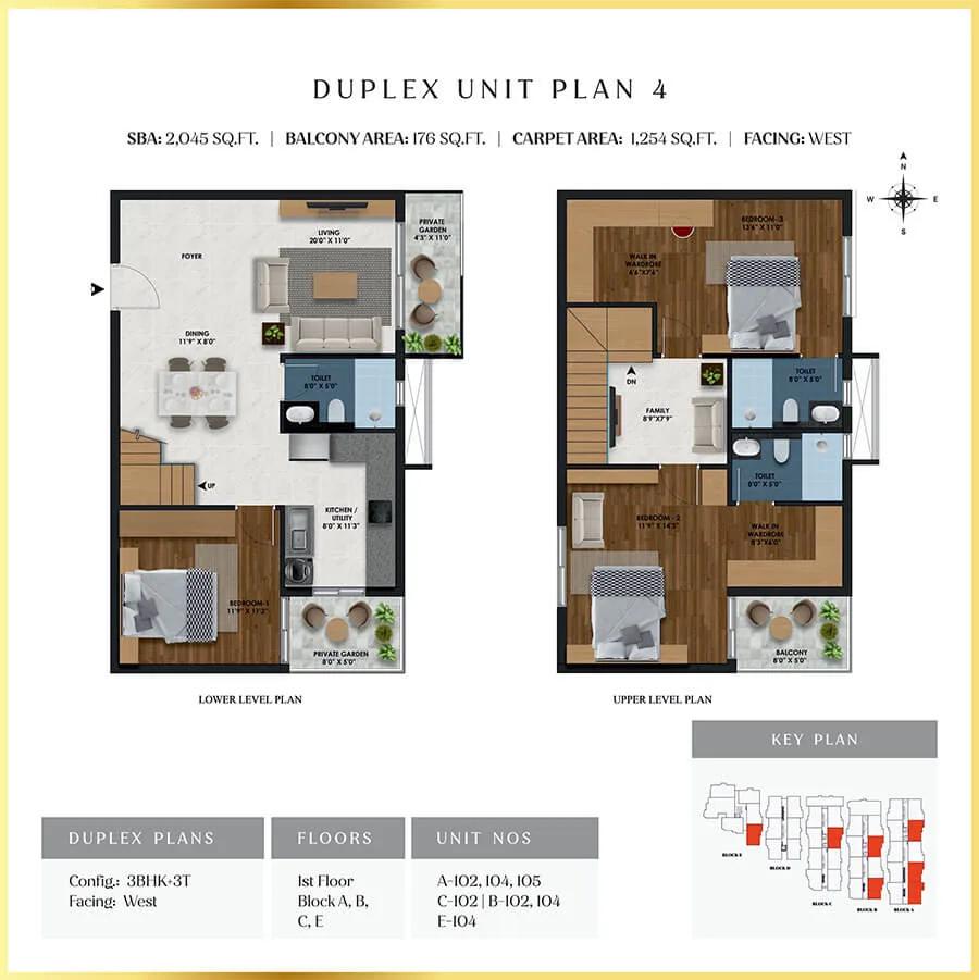 3BHK Duplex 2045 - SBR Florenso