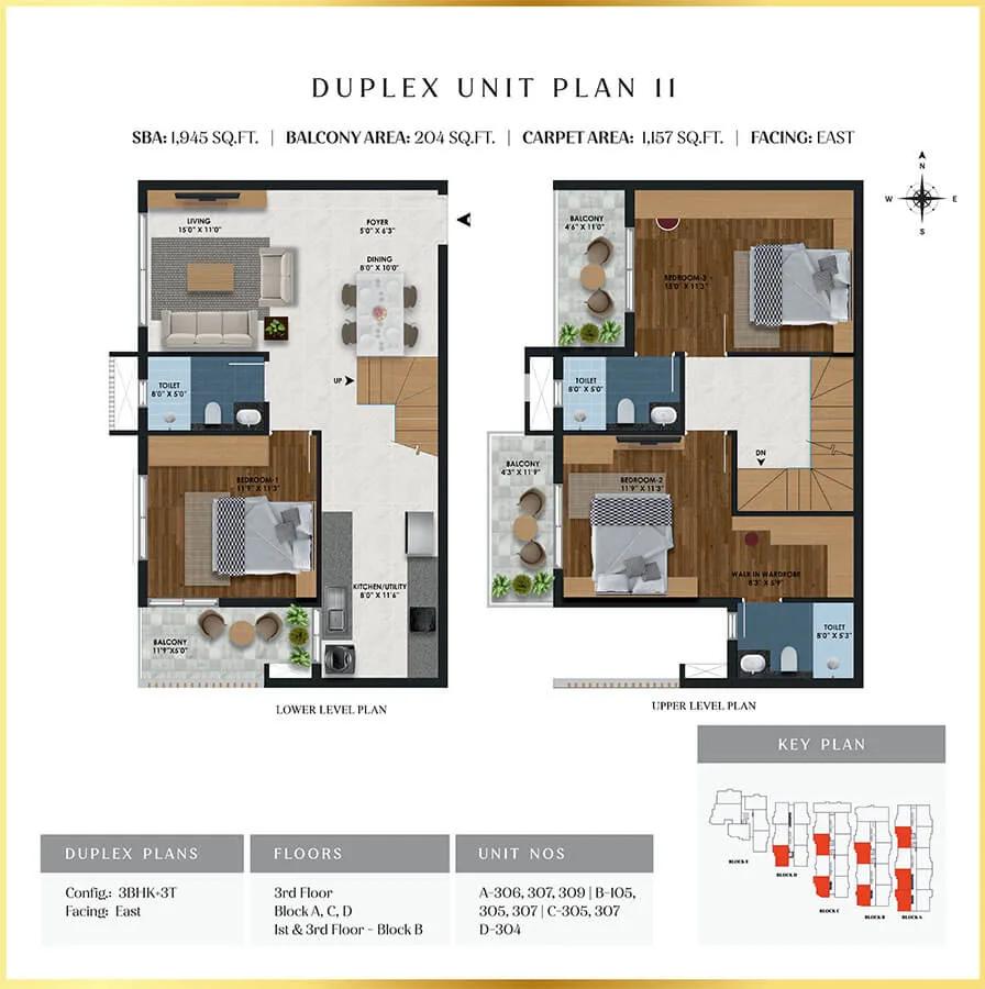 3BHK Duplex 1945 - SBR Florenso