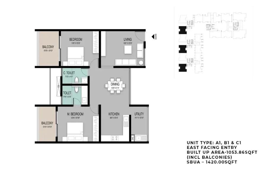 2BHK 1420 - ELV High Garden Whitefield
