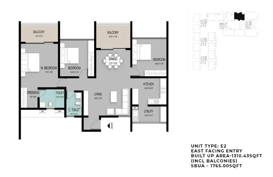 3BHK 1765 - ELV High Garden Whitefield