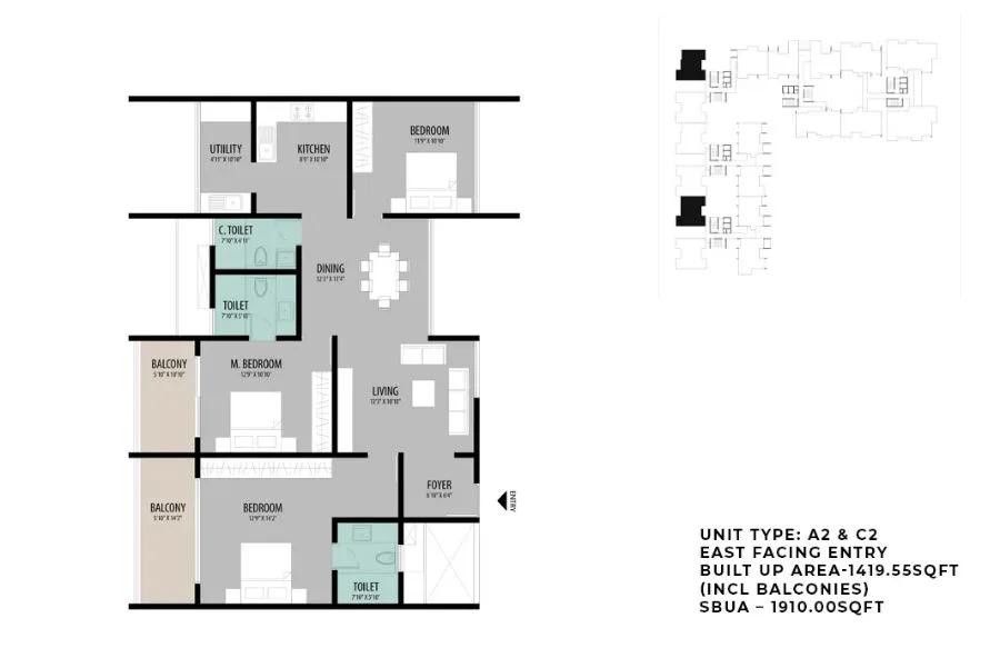 3BHK 1910 - ELV High Garden Whitefield