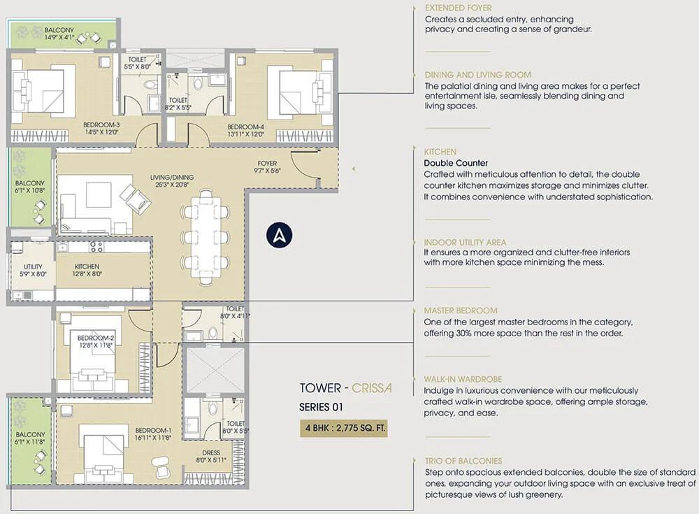 4BHK 2775 - Century Regalia Indiranagar