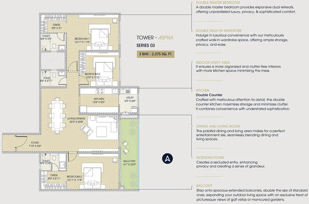 3BHK 2375 - Century Regalia Indiranagar
