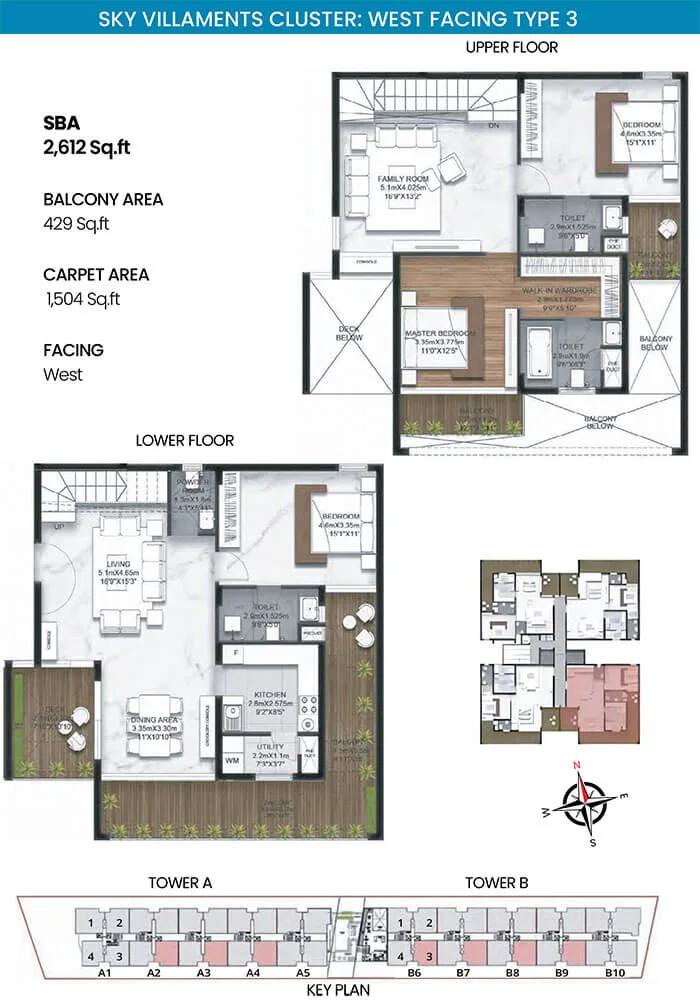 3BHK Sky Villament W 2612 - SBR Earth And Sky