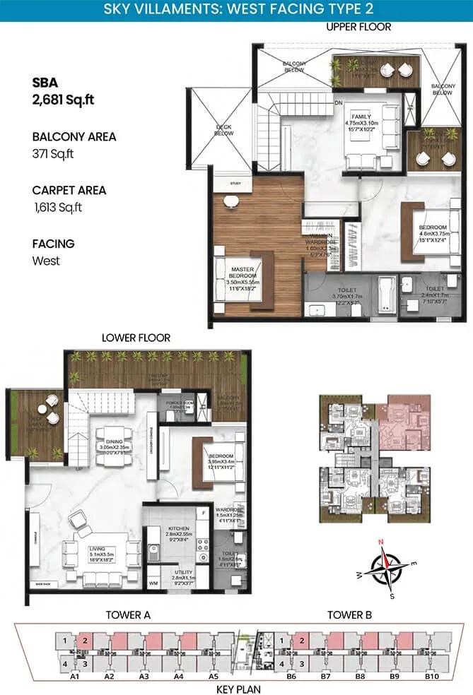 3BHK Sky Villament W 2681 - SBR Earth And Sky