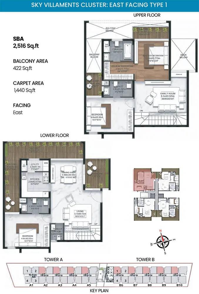3BHK Sky Villament E 2516 - SBR Earth And Sky