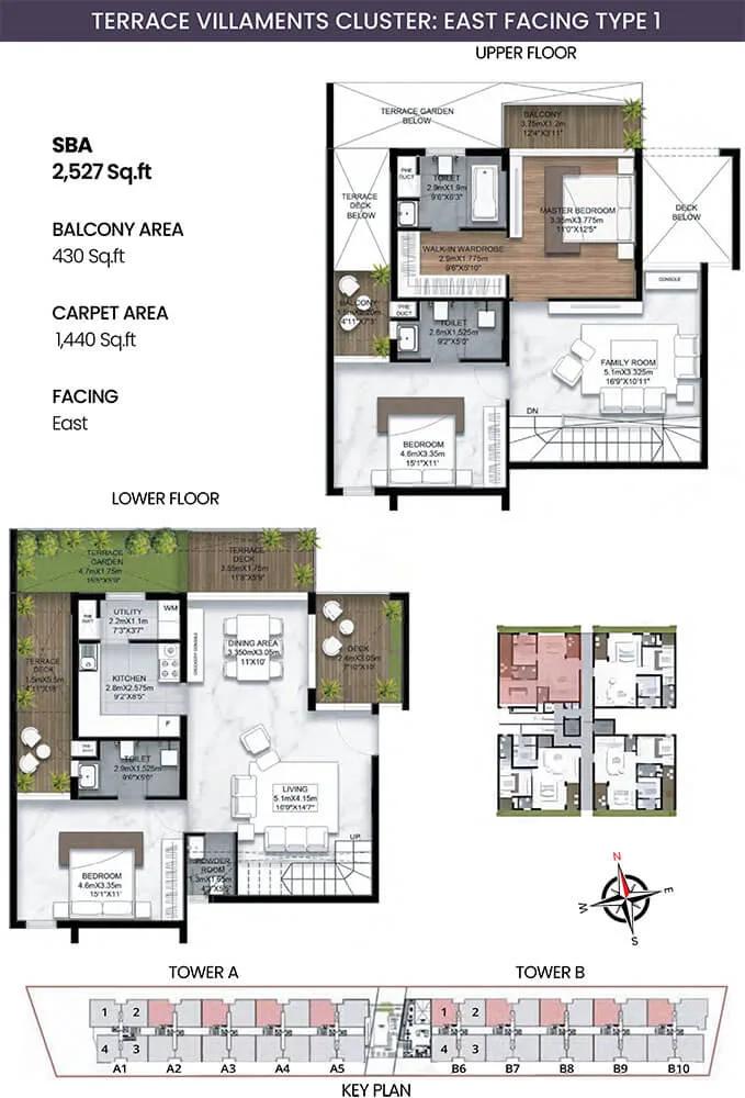 3BHK Terrace Villament E 2527 - SBR Earth And Sky