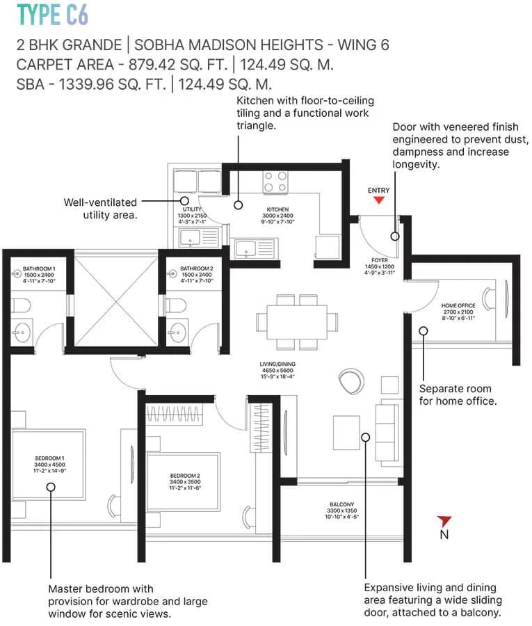 2BHK 1339 - Sobha Town Park Phase 3