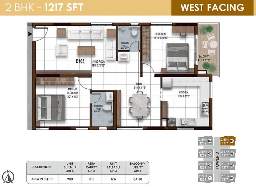 2BHK 1217 - NCC Urban Ivy Towers Chennai
