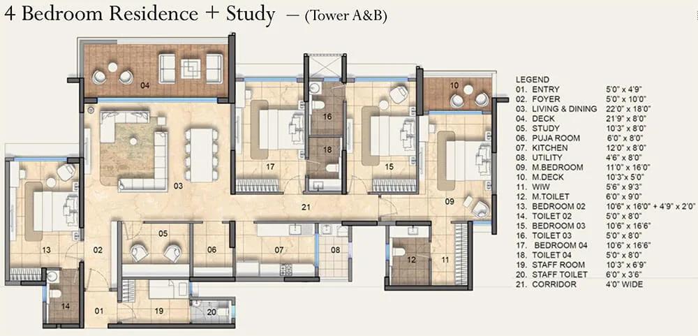 4BHK-Study - Lodha Haven HSR Apartments