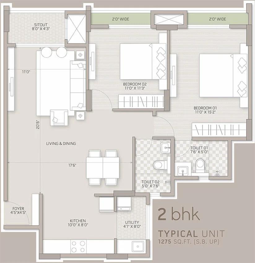 2bhk 1275 orchid salisbury
