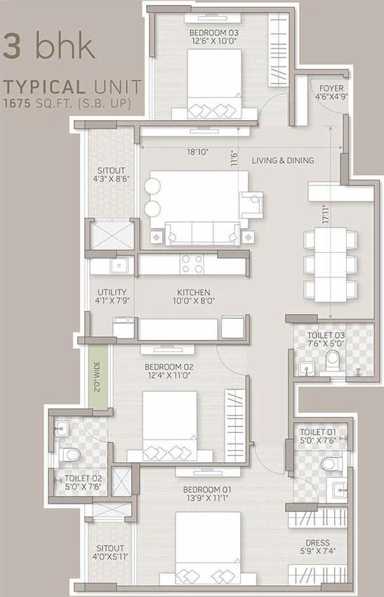 3bhk 1675 orchid salisbury
