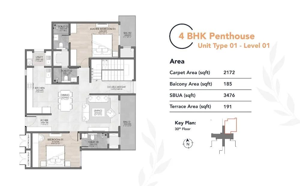 4BHK Penthouse L1 3476 - Suyug The 1 Sarjapur