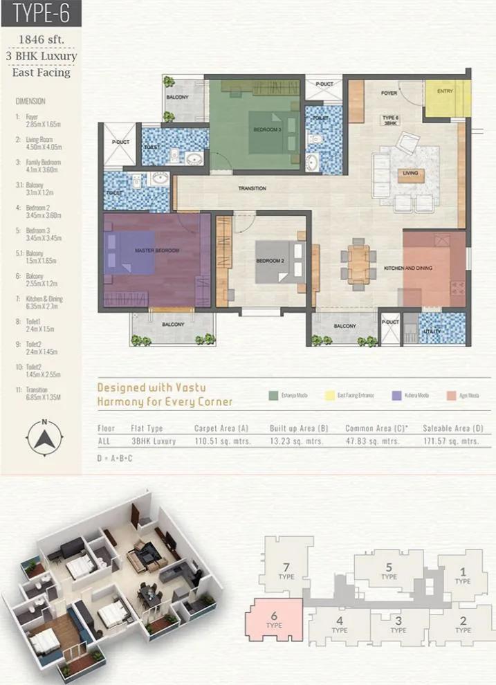 3BHK Luxury 1846 - Vanshika Natures Harmony