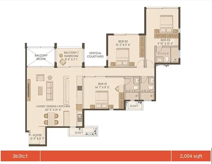 3bhk 2054 graviti hanging gardens