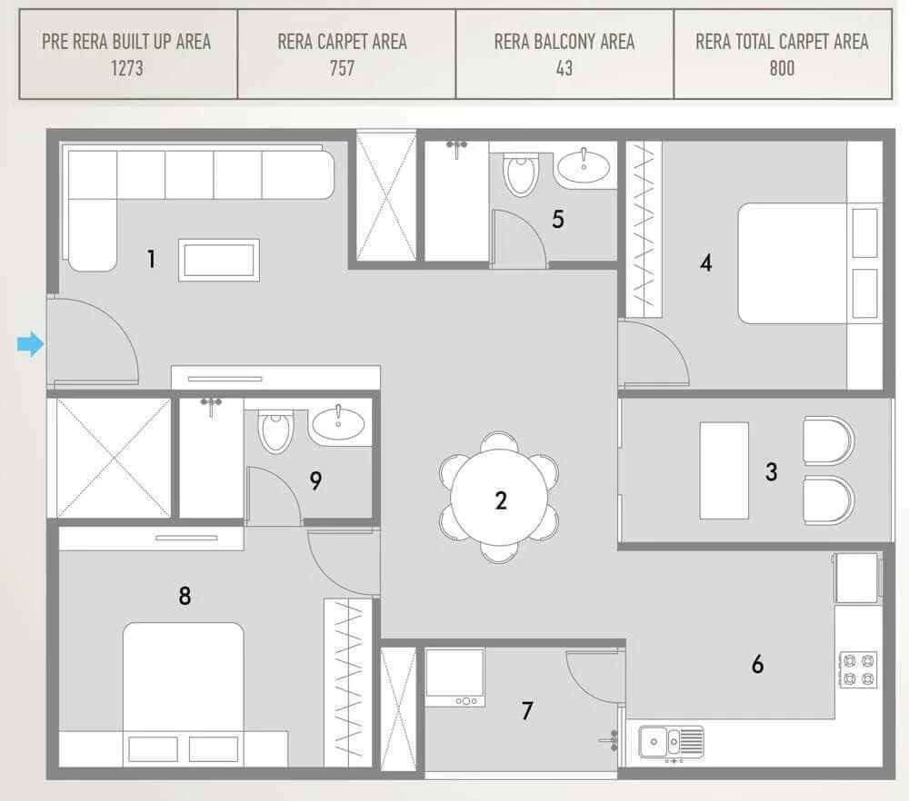 2 BHK - 1273 - Pacifica HillCrest