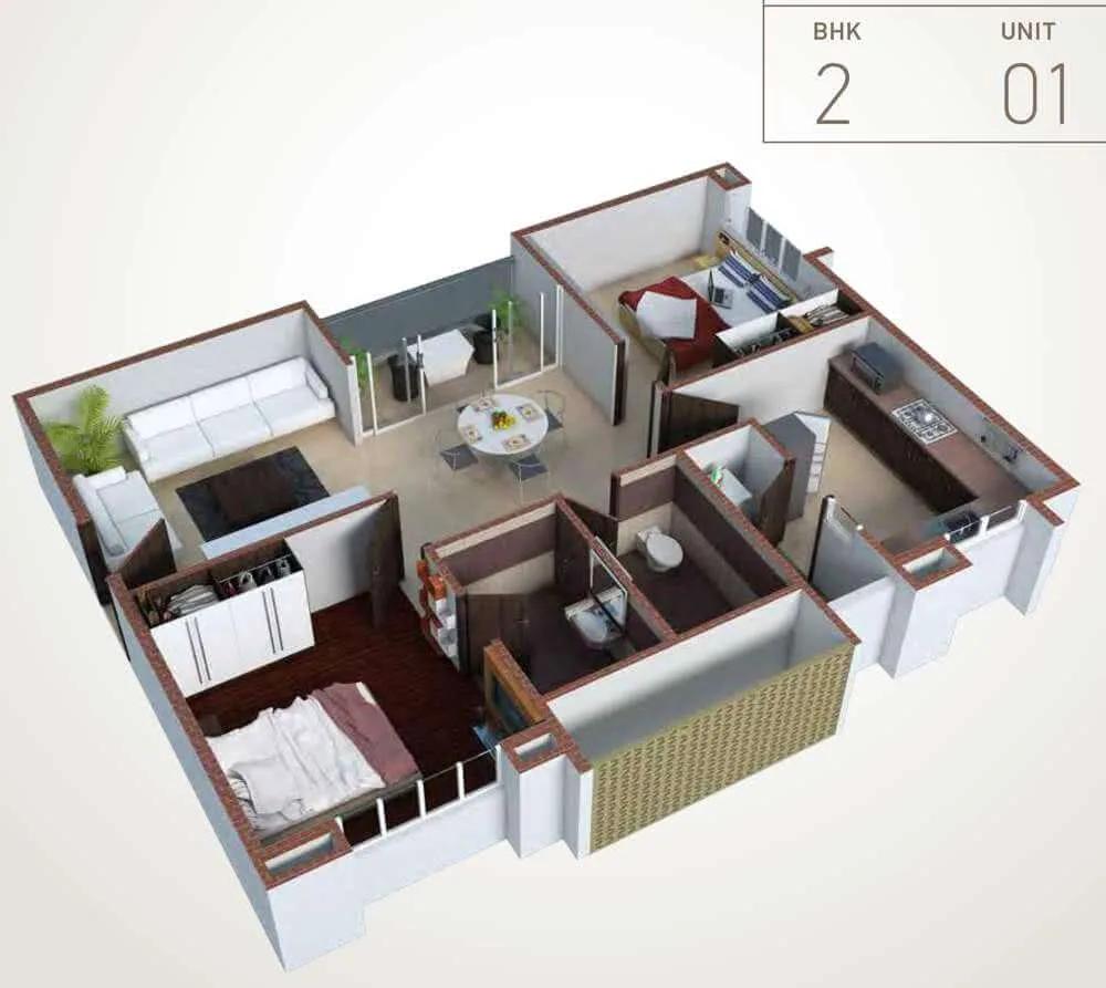 2 BHK 3D - 1282 - Pacifica HillCrest