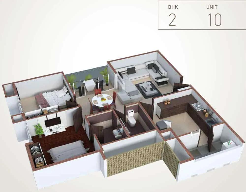 2 BHK 3D - 1364 - Pacifica HillCrest