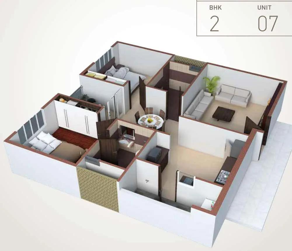2 BHK 3D - 1382 - Pacifica HillCrest