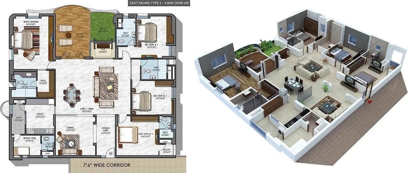 4 BHK East 2 - 3448 - NCC Urban Gardenia