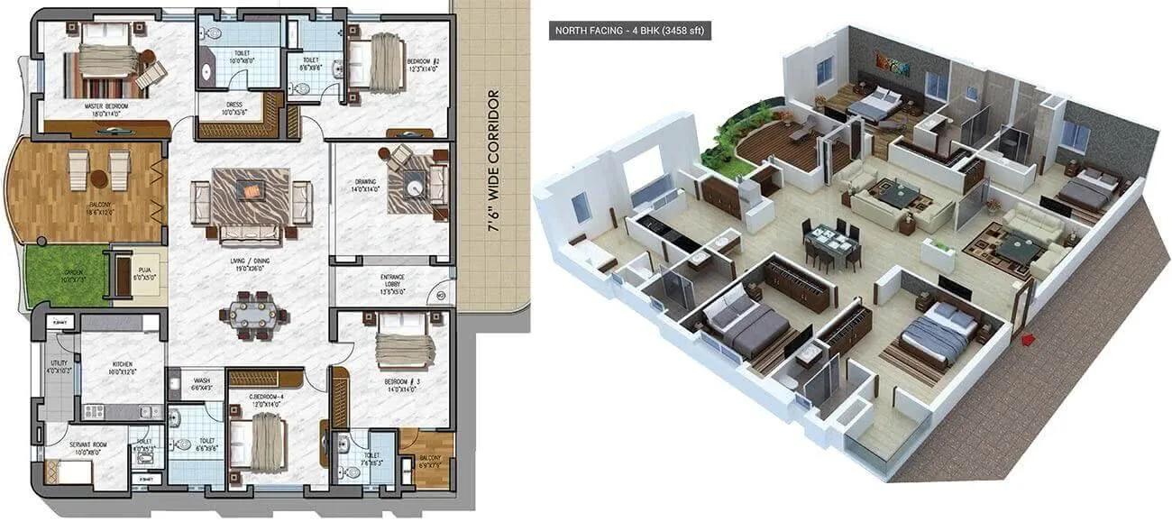 4 BHK North - 3458 - NCC Urban Gardenia