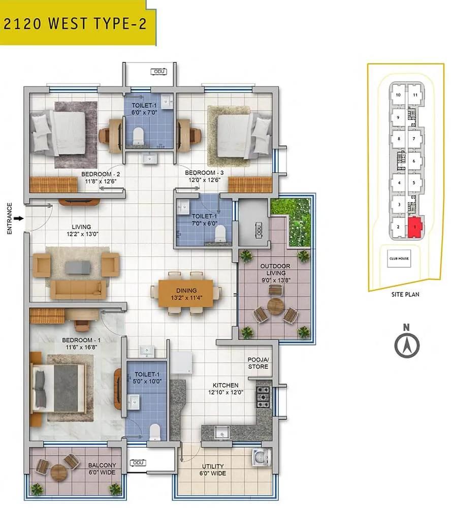 3 BHK 2120 West T2 - ASBL Spire Hyderabad