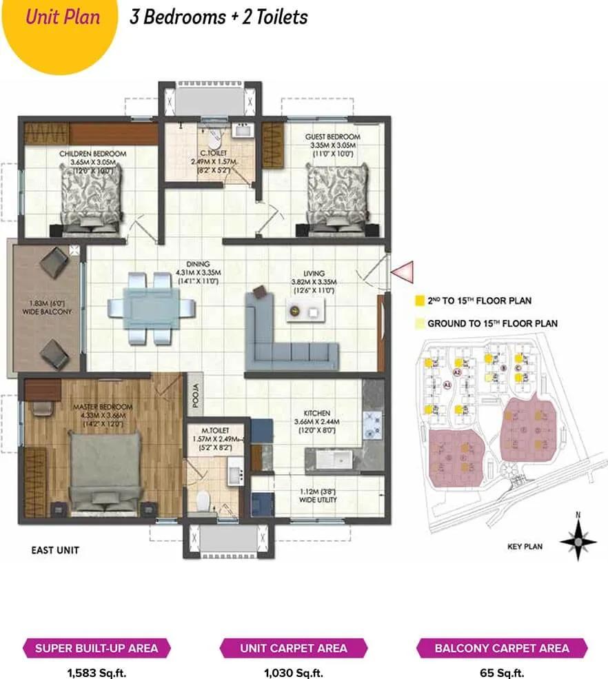 2 BHK - 1583 - Brigade Citadel Hyderabad