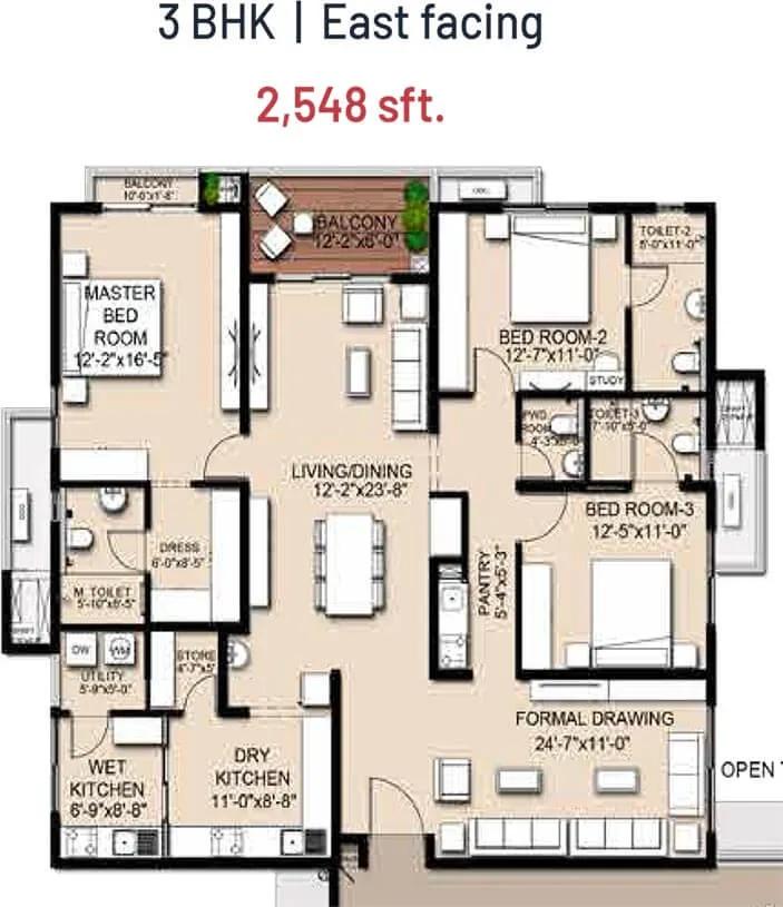 2548 3BHK - INDIS VIVA City Kondapur