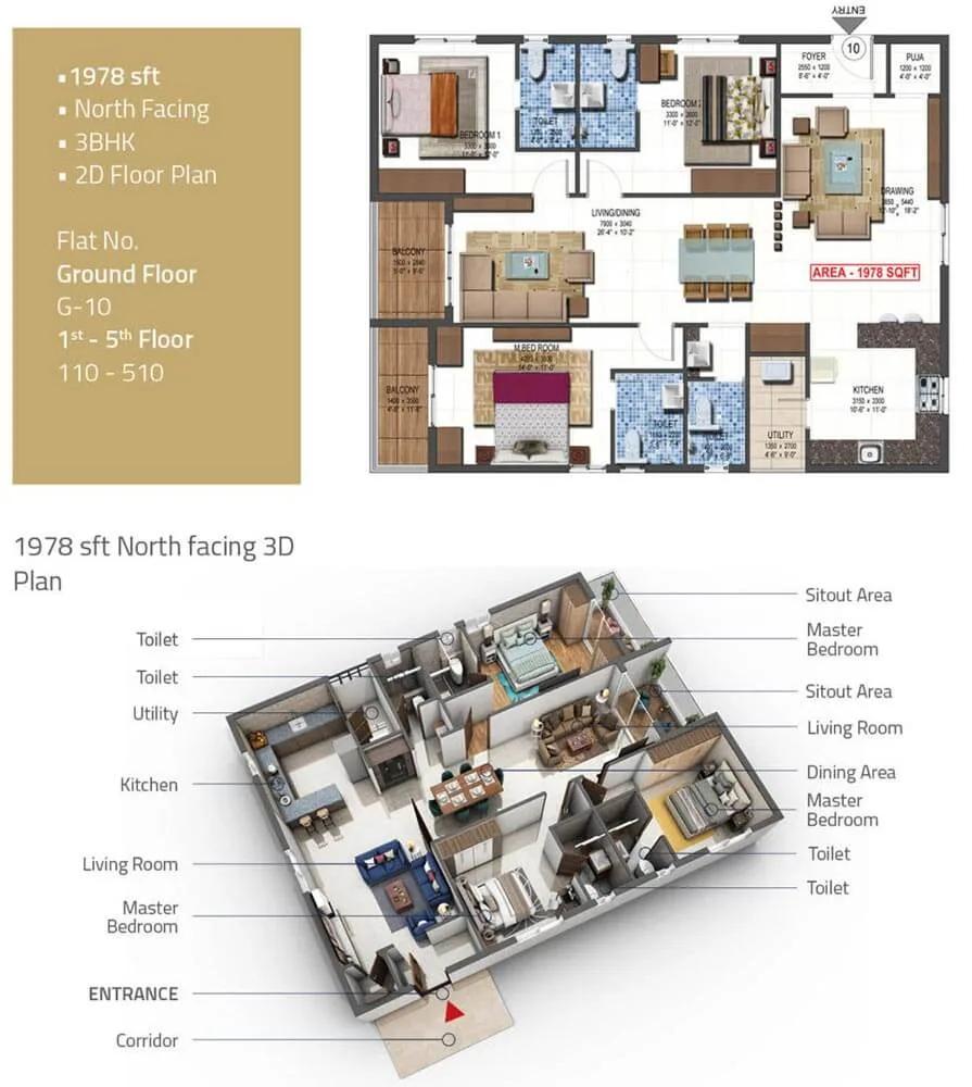 3 BHK North - 1978 - PVR Kshetra Shankarpally